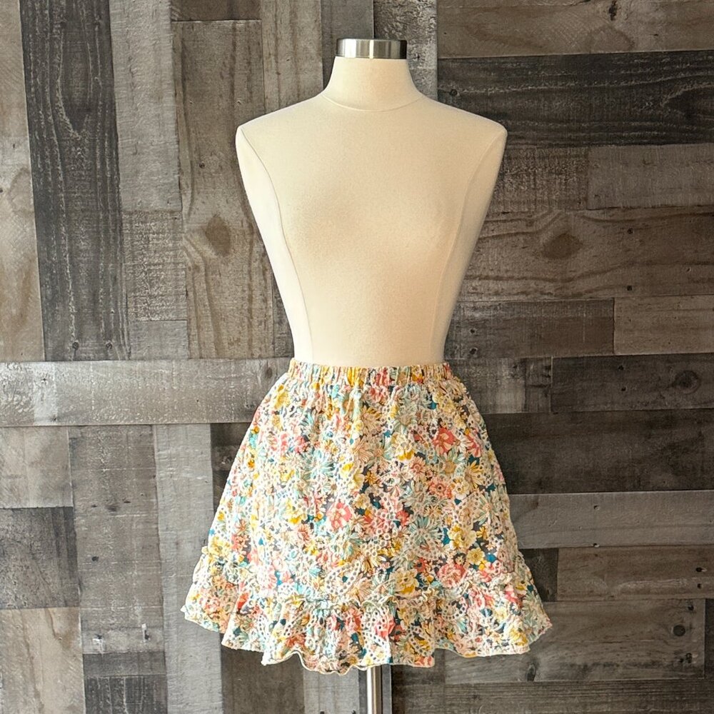Pastel floral skirt paisley embroidery large cottagecore garden party summer - Picture 6 of 10